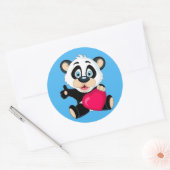 Sticker Rond Cute Panda Ours au coeur (Enveloppe)