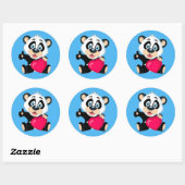 Sticker Rond Cute Panda Ours au coeur (Feuille)
