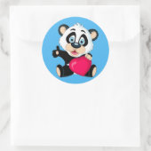 Sticker Rond Cute Panda Ours au coeur (Sac)