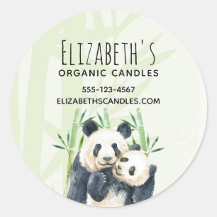 Sticker Rond Cute Panda Ours Cuddin Aquarelle Affaires