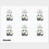 Sticker Rond Cute Panda Ours Cuddin Aquarelle Cuisine (Feuille)