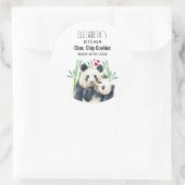 Sticker Rond Cute Panda Ours Cuddin Aquarelle Cuisine (Sac)