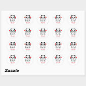 Sticker Rond Cute Panda ours Merci (Feuille)