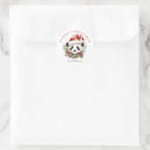 Sticker Rond Cute Panda Porte chapeau de Père Noël (Sac)