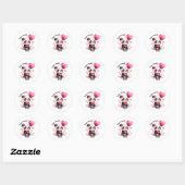 Sticker Rond Cute Panda - Saint Valentin - OXOX (Feuille)