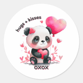 Sticker Rond Cute Panda - Saint Valentin - OXOX