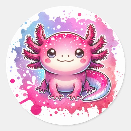 Sticker Rond Cute Pastel Axolotl Nouveau Design (Devant)