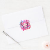 Sticker Rond Cute Pastel Axolotl Nouveau Design (Enveloppe)