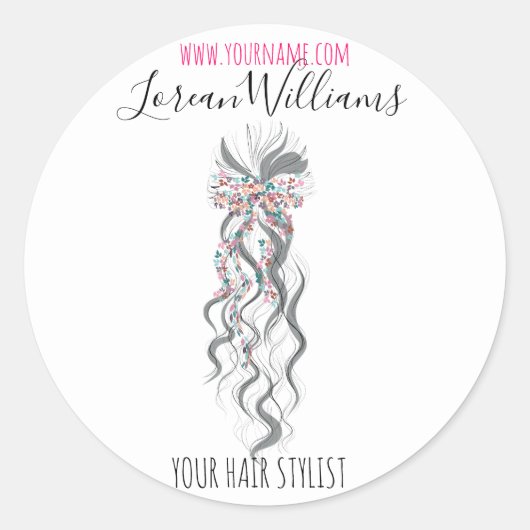 Sticker Rond Cute Pastel Bride Wavy Coiffeuse Salon de coiffure (Devant)