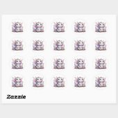 Sticker Rond Cute Pastel Chubby Dino (Feuille)