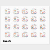 Sticker Rond Cute Pastel Kitten Gâteau d'anniversaire - Anniver (Feuille)