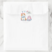 Sticker Rond Cute Pastel Kitten Gâteau d'anniversaire - Anniver (Sac)