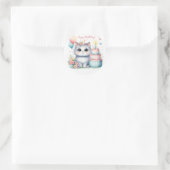 Sticker Rond Cute Pastel Kitten Gâteau d'anniversaire - Anniver (Sac)
