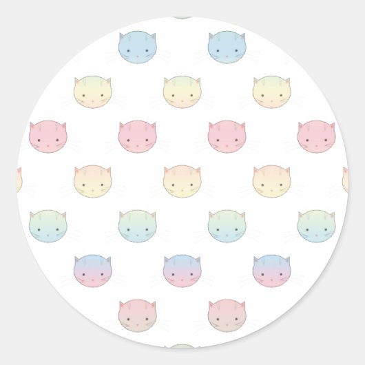 Sticker Rond Cute Pastel Kitty Chat Façades Motif (Devant)