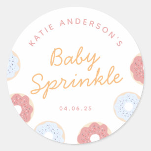 Sticker Rond Cute Pastel Pink and Blue Donuts bébé Saupoudrer