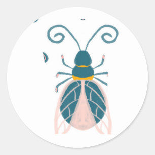 Sticker Rond Cute Pastel Pink Bugs Girl