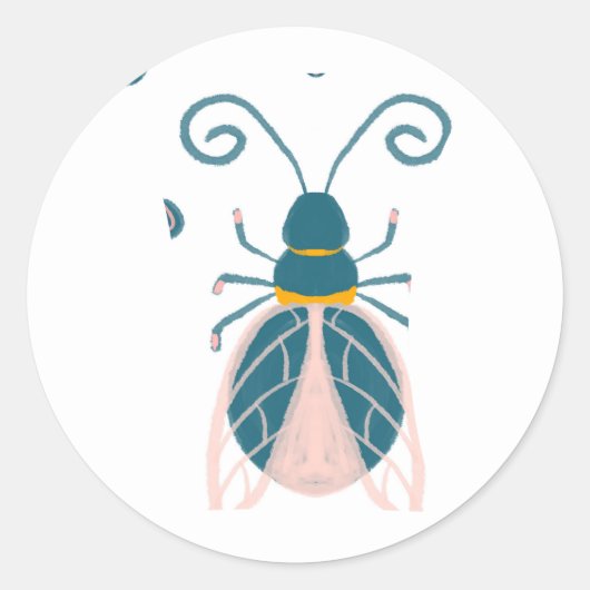 Sticker Rond Cute Pastel Pink Bugs Girl (Devant)