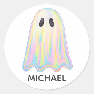 Sticker Rond Cute Pastel Rainbow Ghost   Éffrayant esthétique