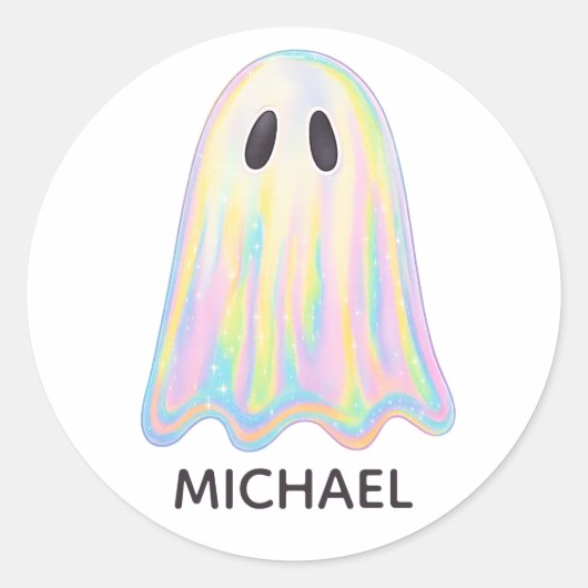 Sticker Rond Cute Pastel Rainbow Ghost | Éffrayant esthétique (Devant)
