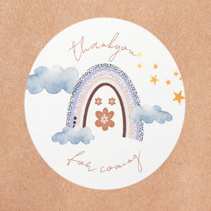 Sticker Rond Cute Pastel Rainbow Stars Merci