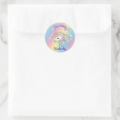 Sticker Rond Cute Pastel Unicorn & Sparkly Rainbow Gold Parties (Sac)