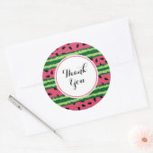 Sticker Rond Cute pastèque Motif rose et Merci vert (Enveloppe)