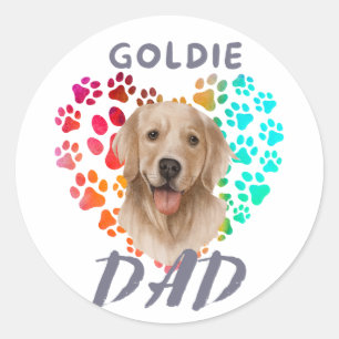 Sticker Rond Cute paw Coeur doré Chien Chien Chien Chien Chien