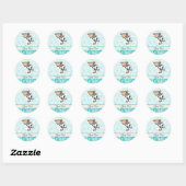 Sticker Rond Cute Pelican ; Turquoise (Feuille)