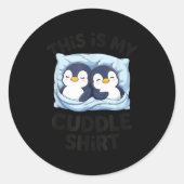 Sticker Rond Cute Penguin Cuddle Cozy Sleep Matching Couple  (Devant)