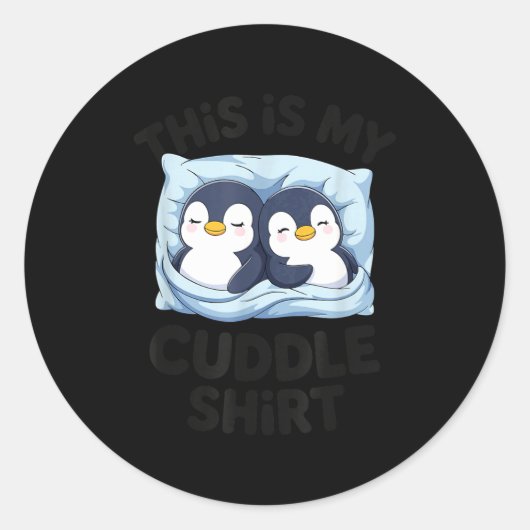 Sticker Rond Cute Penguin Cuddle Cozy Sleep Matching Couple  (Devant)