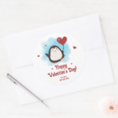 Sticker Rond Cute Penguin Personnalisé Saint Valentin (Enveloppe)