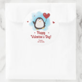 Sticker Rond Cute Penguin Personnalisé Saint Valentin (Sac)