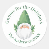 Sticker Rond Cute Père Noël Gnome pour les Fêtes (Devant)