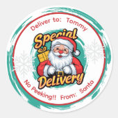 Sticker Rond Cute Père Noël Livraison Spéciale Non Pékin (Devant)