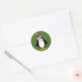 Sticker Rond Cute Père Noël Penguin (Enveloppe)