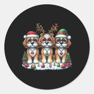 Sticker Rond Cute Père Noël Reindeer Elf Apoo Noël Femmes Homme
