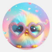 Sticker Rond Cute Petit Pouce Fluffé (Devant)