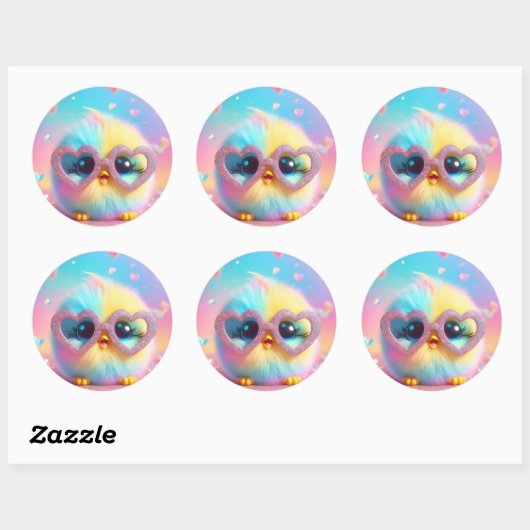 Sticker Rond Cute Petit Pouce Fluffé (Feuille)