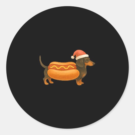 Sticker Rond Cute Petite Christmas Funny Hot Dog Dachshund  (Devant)