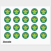 Sticker Rond Cute Petite Grenouille verte (Feuille)