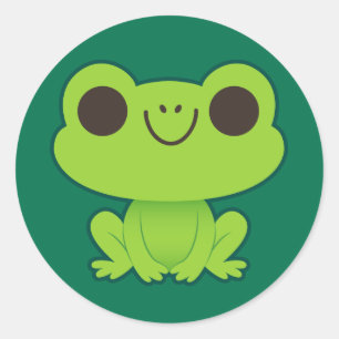 Sticker Rond Cute Petite Grenouille verte