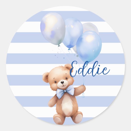 Sticker Rond Cute petite ours en bleu (Devant)