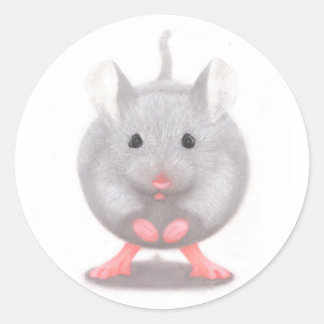 Sticker Rond Cute petite souris gris