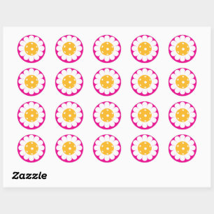 Sticker Rond 🌼 Cute pickleball daisson classique round
