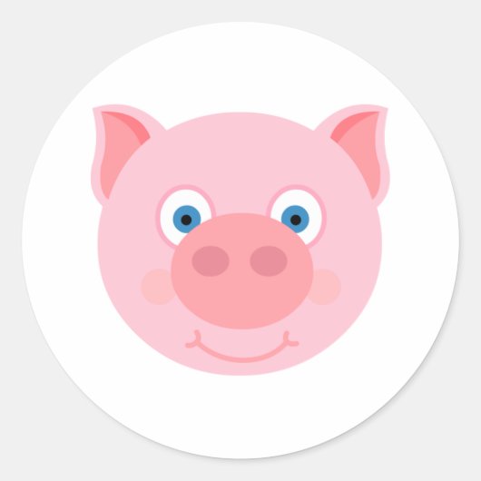 Sticker Rond Cute piggy face (Devant)