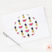 Sticker Rond Cute Pineapple et Watermelon Doodle Pattern (Enveloppe)