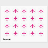 Sticker Rond Cute Pink Airplane Girl Pilot Personalized  (Feuille)