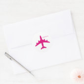 Sticker Rond Cute Pink Airplane Girl Pilot Personalized  (Enveloppe)