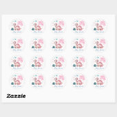 Sticker Rond Cute Pink Dinosaur Baby Shower (Feuille)