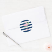 Sticker Rond Cute Pink Flamingos Tropical Leaf, Striped (Enveloppe)